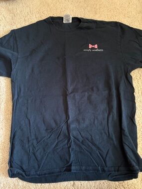 Simply Southern Black Short Sleeve Tee with Pink Bow Logo